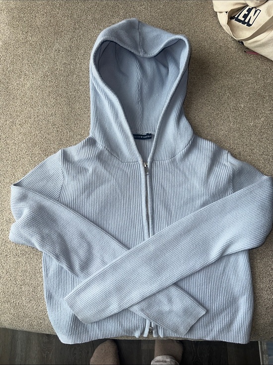 Brandy Melville Other - Brandy Melville Light Blue Ribbed Zip-Up Hoodie